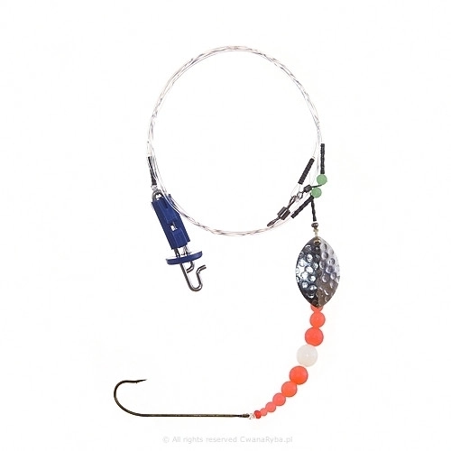 Zestaw do łowienia z plaży na flądry Platessa Fluo Clip Olympic A z fluorescencyjnymi miekkimi koralikami